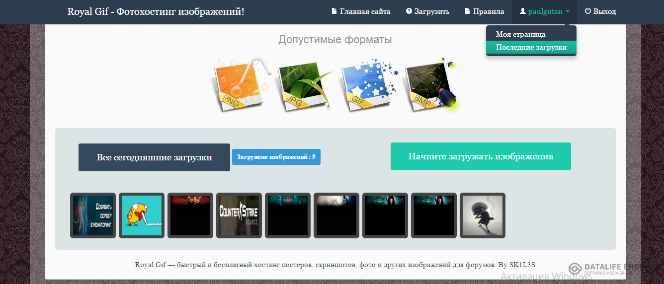Шаблон фотохостинга от SK1L3S